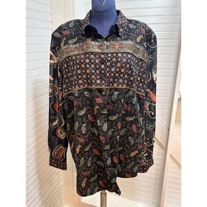 Howard Wolf top size‎ 18 Women's Vintage Paisley multicolor button down blouse